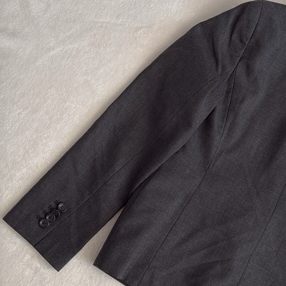 Ann Taylor Petite | One Button Wool Blend Blazer Suit Jacket Gray/Grey (8P) - Picture 12 of 14